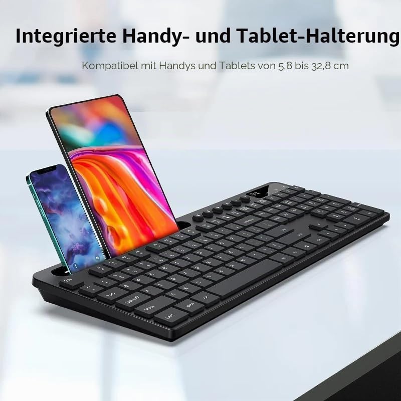 MARVO Kabelloses Tastatur und Maus Set, 2.4G Wireless, Englisches QWERTY-Layout, Ergonomisch, mit Sm