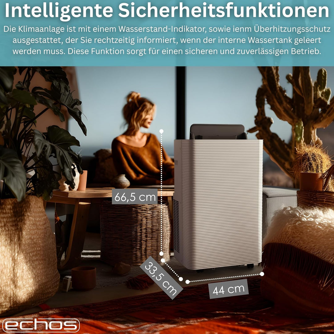Echos® Mobile Klimaanlage 12.000 BTU mit Abluftschlauch WiFi & Fensterabdichtung Mobiles Klimagerät