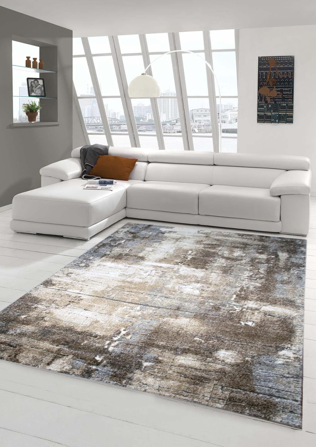 Teppich-Traum FLURLÄUFER Designer Teppich Wohnzimmer modern ABSTRAKT Linien braun beige grau Creme m