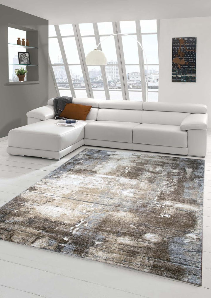 Teppich-Traum FLURLÄUFER Designer Teppich Wohnzimmer modern ABSTRAKT Linien braun beige grau Creme m