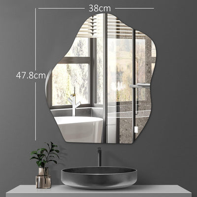 Sqinor Spiegel Wand Asymmetrisch Glas HD Deko Spiegel Selbstklebend Badezimmerspiegel Klebespiegel A