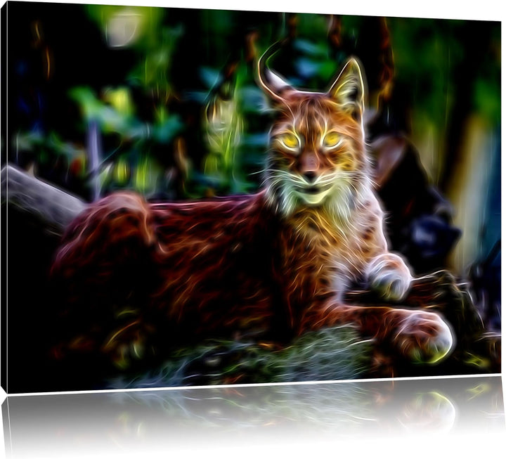 Dark aufmerksamer Luchs Deluxe Format: 100x70 cm auf Leinwand, XXL riesige Bilder fertig gerahmt mit