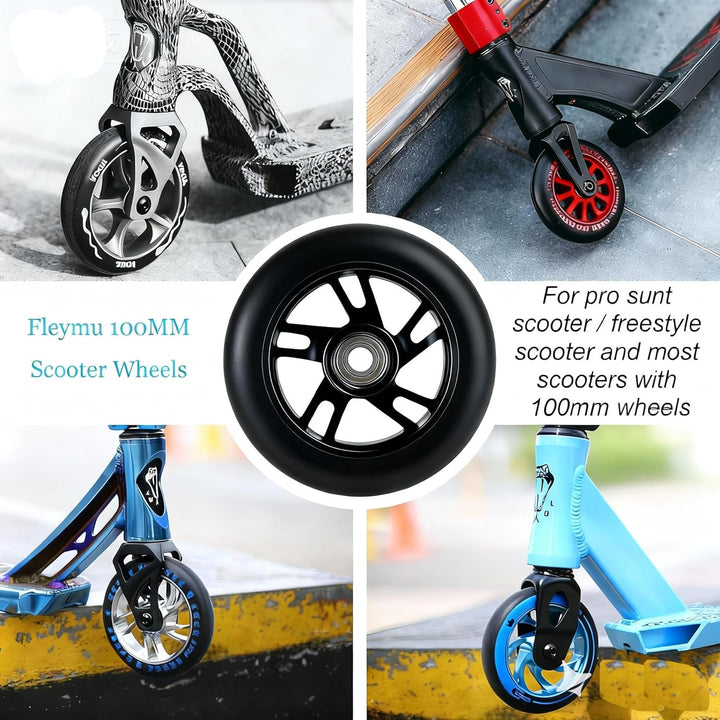 2 Stück Pro Stunt Scooter Rollen 100mm, Stunt Scooter Räder with ABEC-9 Bearings, Thickened PVC Repl