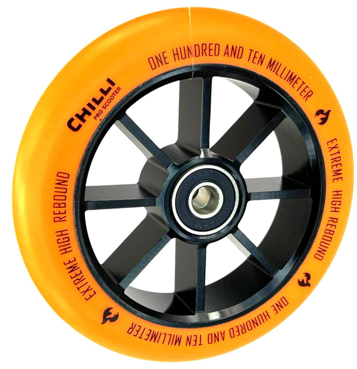 Chilli Pro Stunt-Scooter Spoked Base Rolle 110mm Schwarz/PU Orange 110mm Base Orange, 110mm Base Ora