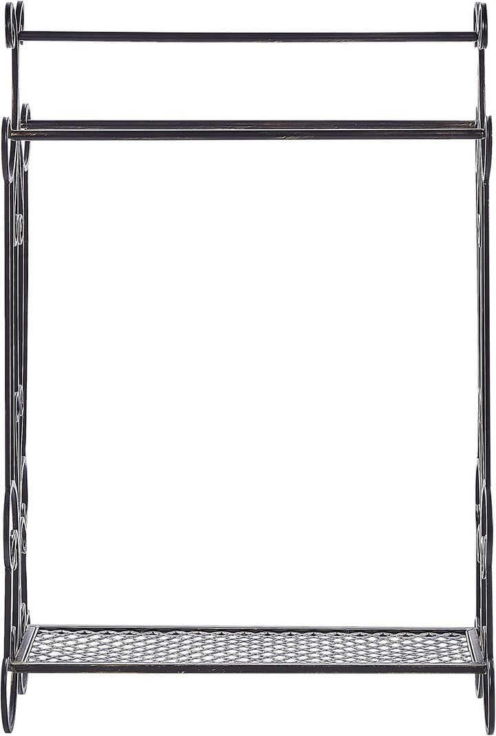 Retro Handtuchhalter Metall schwarz Antik Optik für 3 Handtücher 60 x 90 cm Gladis