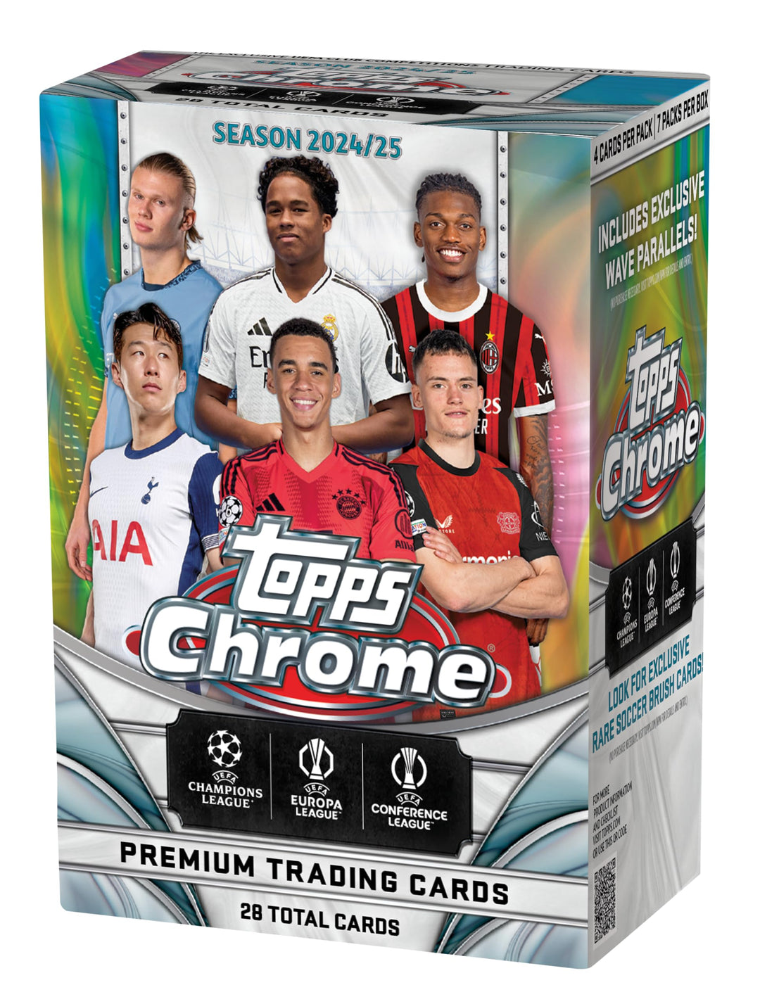 2024-25 Topps Chrome® UEFA Club-Wettbewerbe - Vorteilsbox - 7 Packungen pro Box - 4 Karten pro Packu