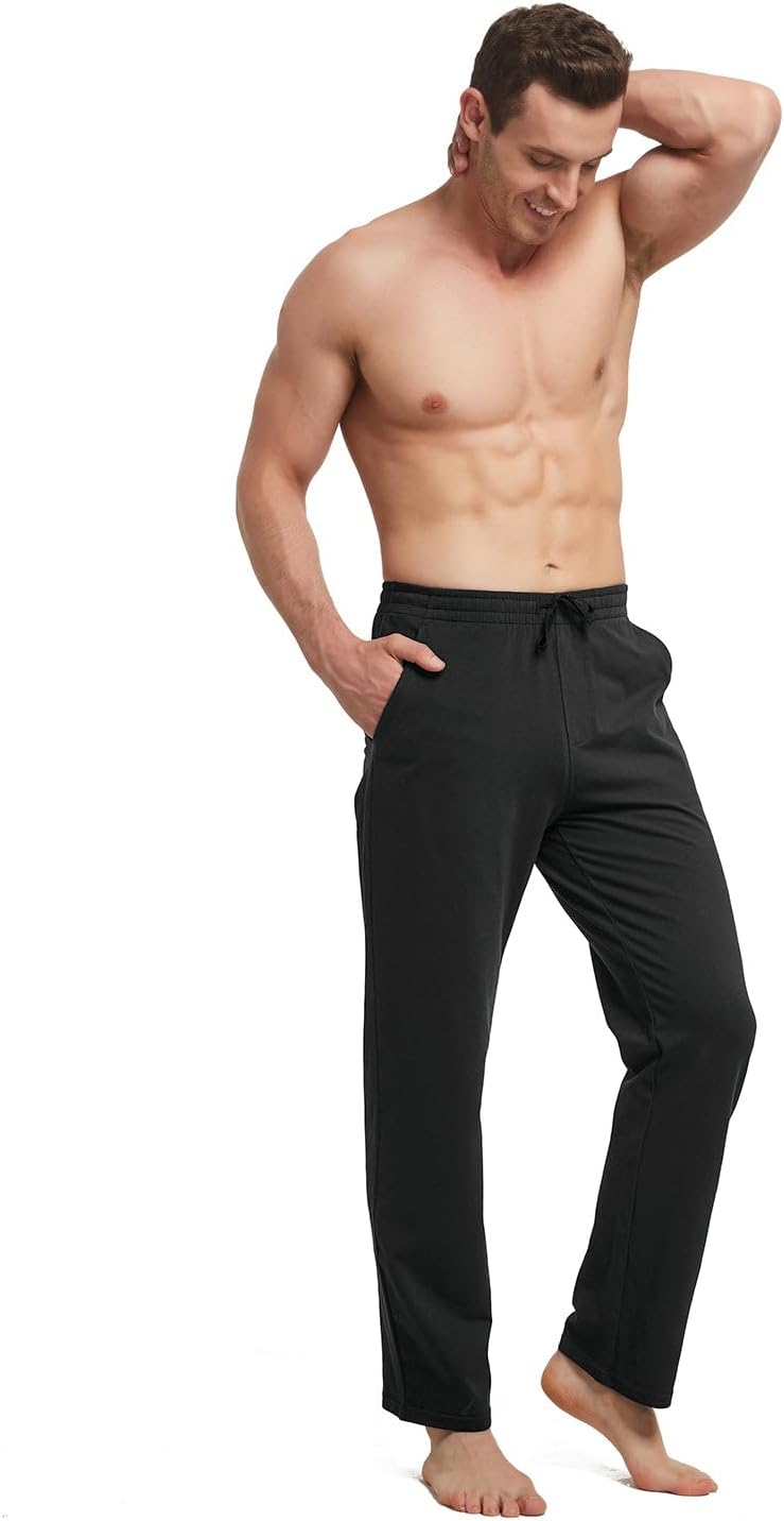 BALEAF Herren Breite Jogginghose Baumwolle Freizeithose Gerades Bein Sporthose Herren Lang Yogahose