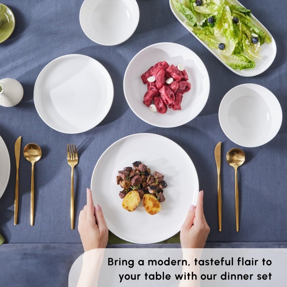 Karaca Streamline Favaro Service de Table Geschirr Set, 53 Tlg, Geschirrset 12 Personen aus Bone Chi