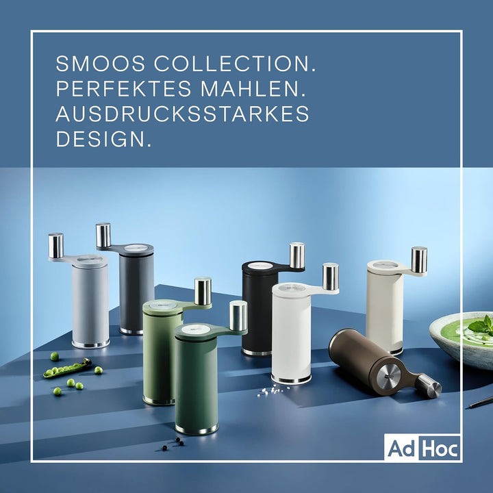 AdHoc Set aus Pfeffer- &amp; Salzmühle mit Getriebeunterstützung SMOOS | manuelle Gewürzmühlen mit Kurbe