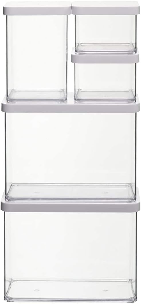 Rotho Loft 5er-Set Vorratsdosen mit Deckel verschiedene Grössen, Kunststoff (SAN) BPA-frei, Transpar