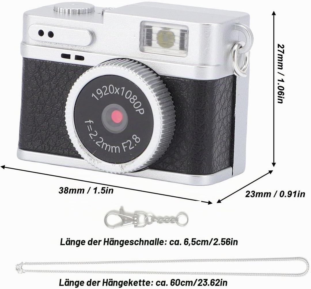 LICAEVEY Kamera-Schlüsselanhänger, 1080P HD Mi NI-Retro-Digitalkamera mit 32 GB SD-Karte, 0,96-Zoll-