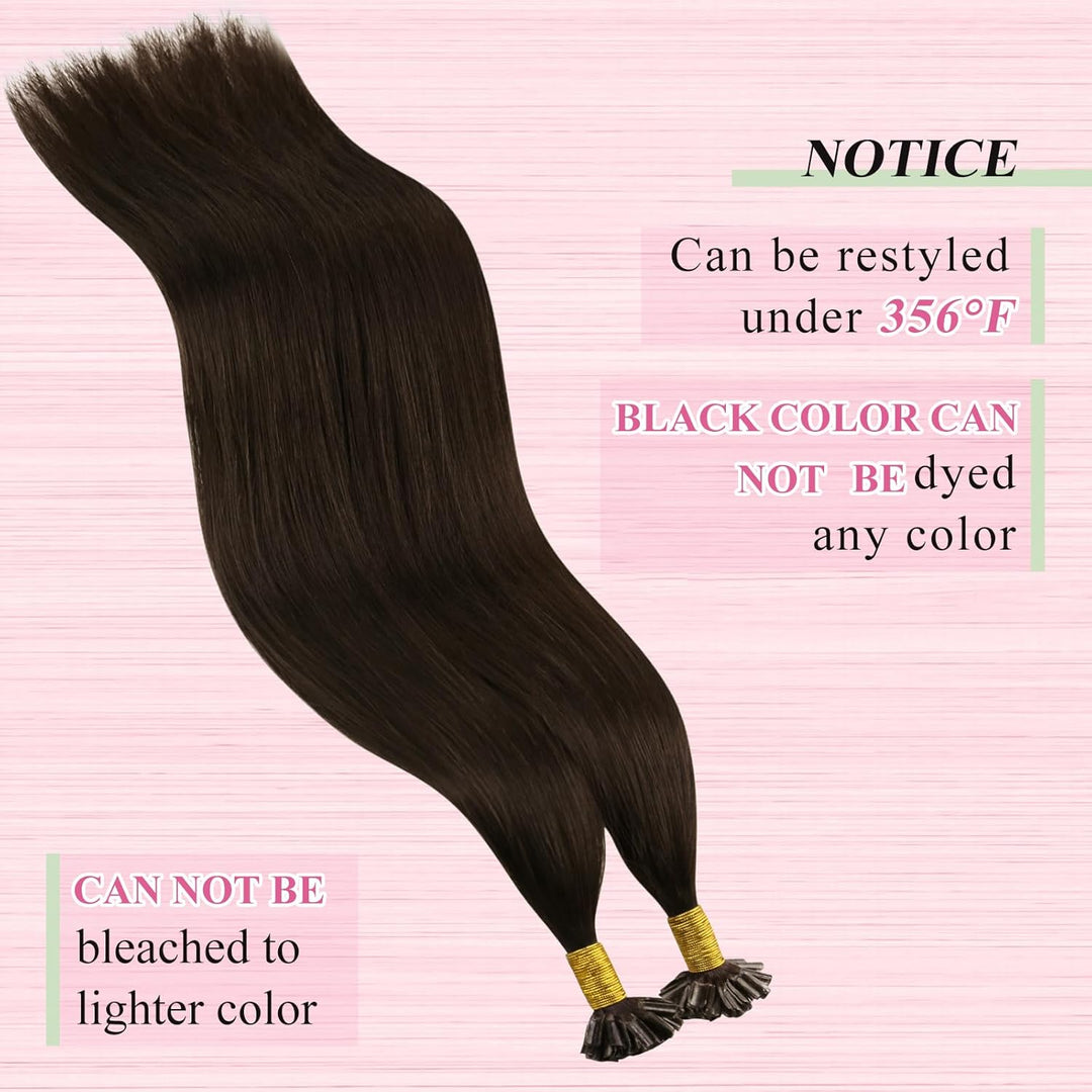 YoungSee Echthaar Extensions Bondings Braun 35cm Bonding Extensions Echthaar 1g Braun Remy Hair Exte