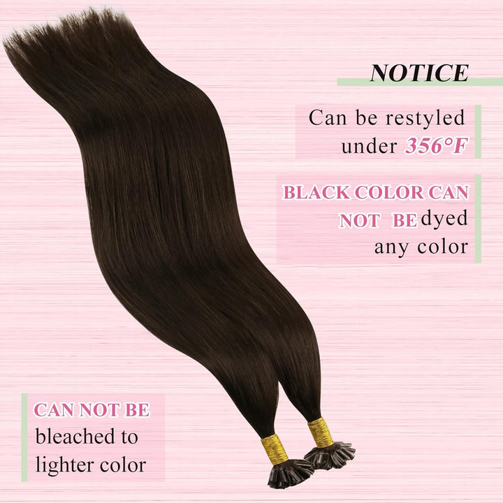 YoungSee Echthaar Extensions Bondings Braun 35cm Bonding Extensions Echthaar 1g Braun Remy Hair Exte