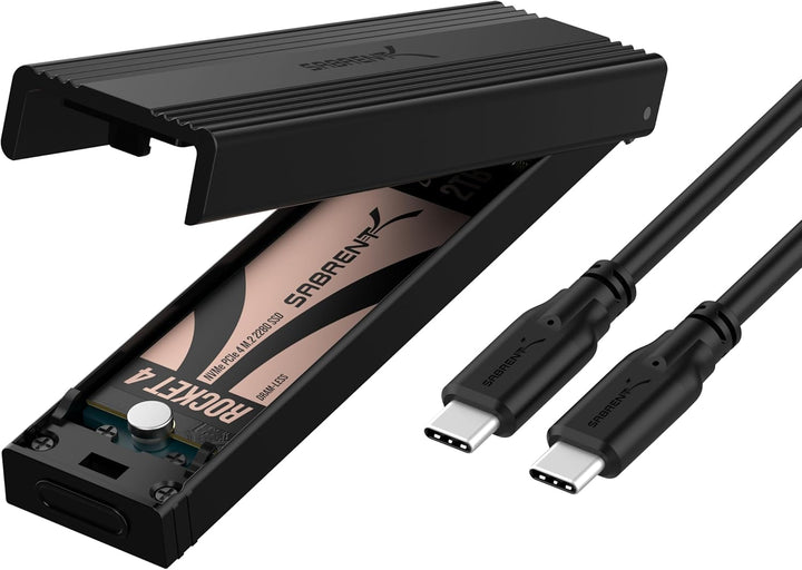 SABRENT M.2 SSD Gehäuse, USB C 3.2 Gen 2 auf NVMe SSD, Aluminium Externes M2 NVMe Adapter, Werkzeugl
