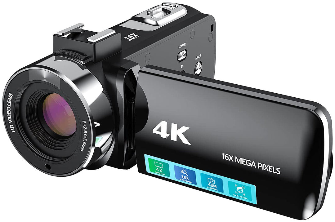 Somikon Videokamera 4K: 4K-UHD-Camcorder mit 16-fachem Zoom, WLAN, Full-HD mit 60 B./Sek. (HD Kamera