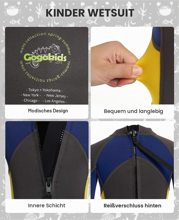 Gogokids Kinder Neoprenanzüge Jungen Thermische Badeanzüge, 2.5mm Neopren Taucheranzug Rash Guard Ei