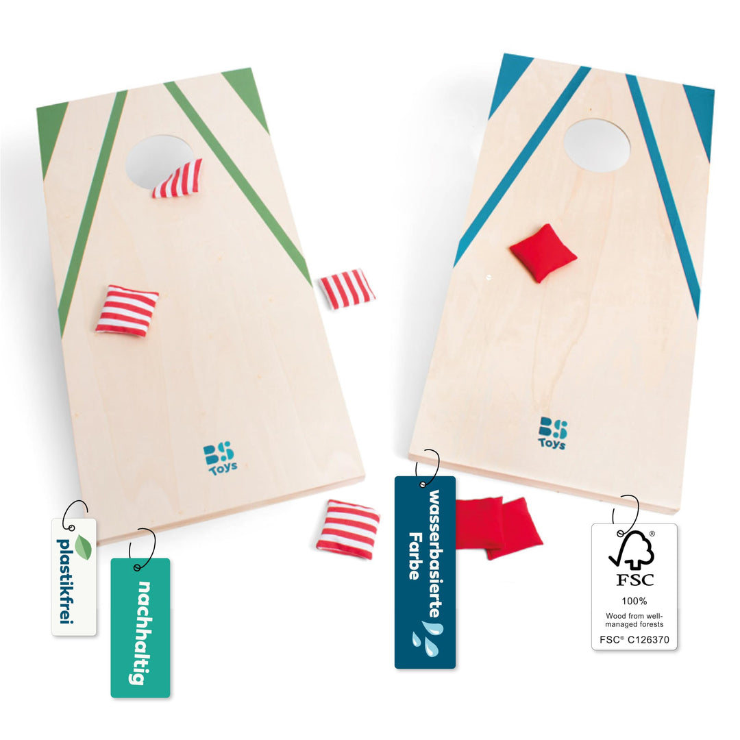 BS Toys Cornhole Spiel für Garten - Wurfspiel für Draussen - Holz Konstruktion - Spass für die ganze