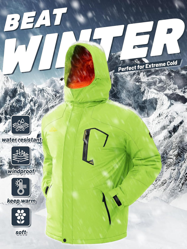 TACVASEN Herren Winter Wasserdichte Winddichte Winterjacke Warme Fleece-Futter Ski Regenmantel mit K