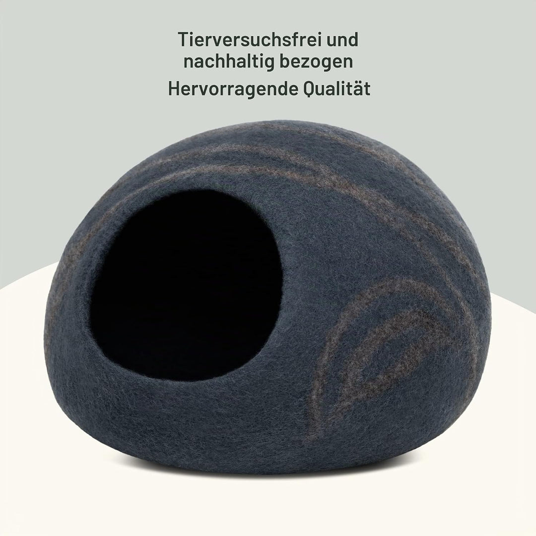 MEOWFIA Katzenbett Höhle – Umweltfreundliche Betten aus 100% Merinowolle für Katzen und Kätzchen (L,