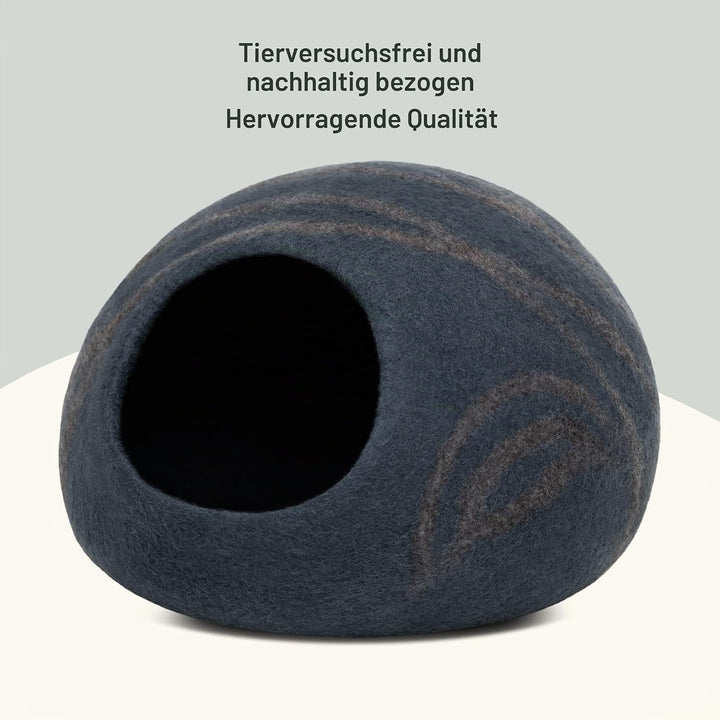 MEOWFIA Katzenbett Höhle – Umweltfreundliche Betten aus 100% Merinowolle für Katzen und Kätzchen (L,