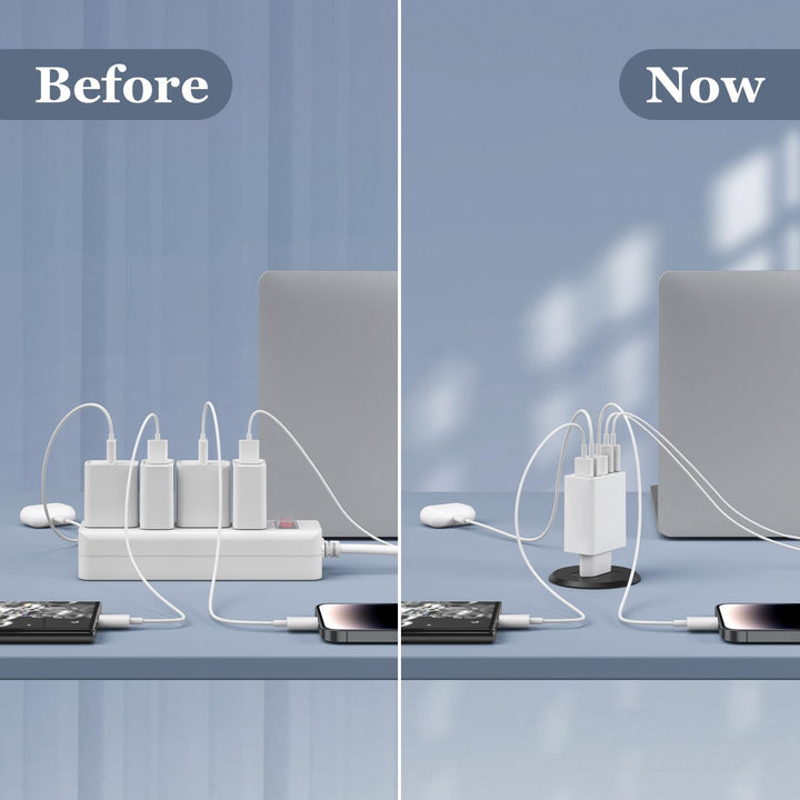 2er Pack USB C Ladegerät 50W, 5 Ports Mehrfach USB Stecker mit【2 USBC+3 USBA】, 50W Netzteil Wand-Lad
