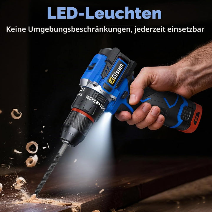 Akkuschrauber, Akku Bohrschrauber Set Mit 2000mah Akku, 25+3 Drehmomentstufen, Max 65 N.M Akku Bohrm