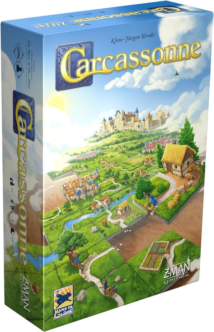 Z-Man Games , Carcassonne , Board Game , Ages 7+ , 2-5 Players , 45 Minutes Playing Time, Carcassonn