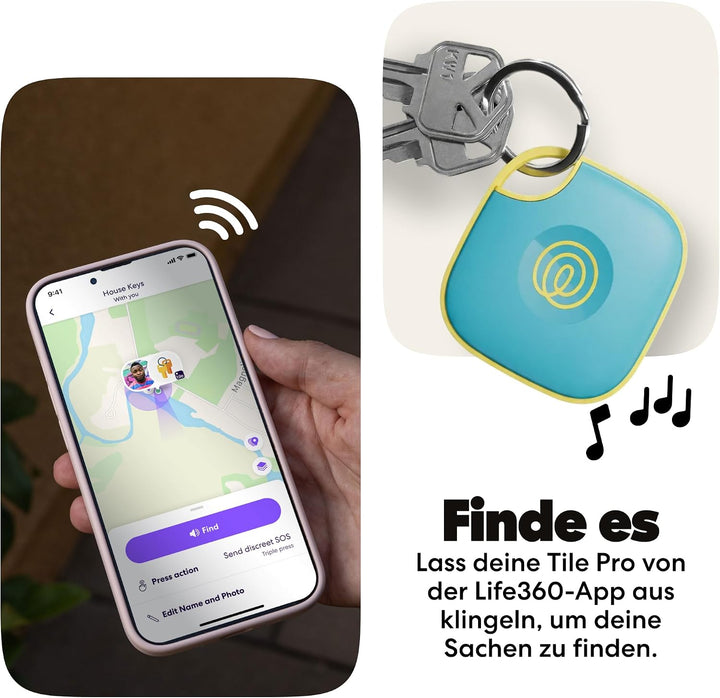 Tile by Life360 Mate - Bluetooth-Tracker, Schlüssel- und Gegenstandsfinder für Schlüssel, Taschen un