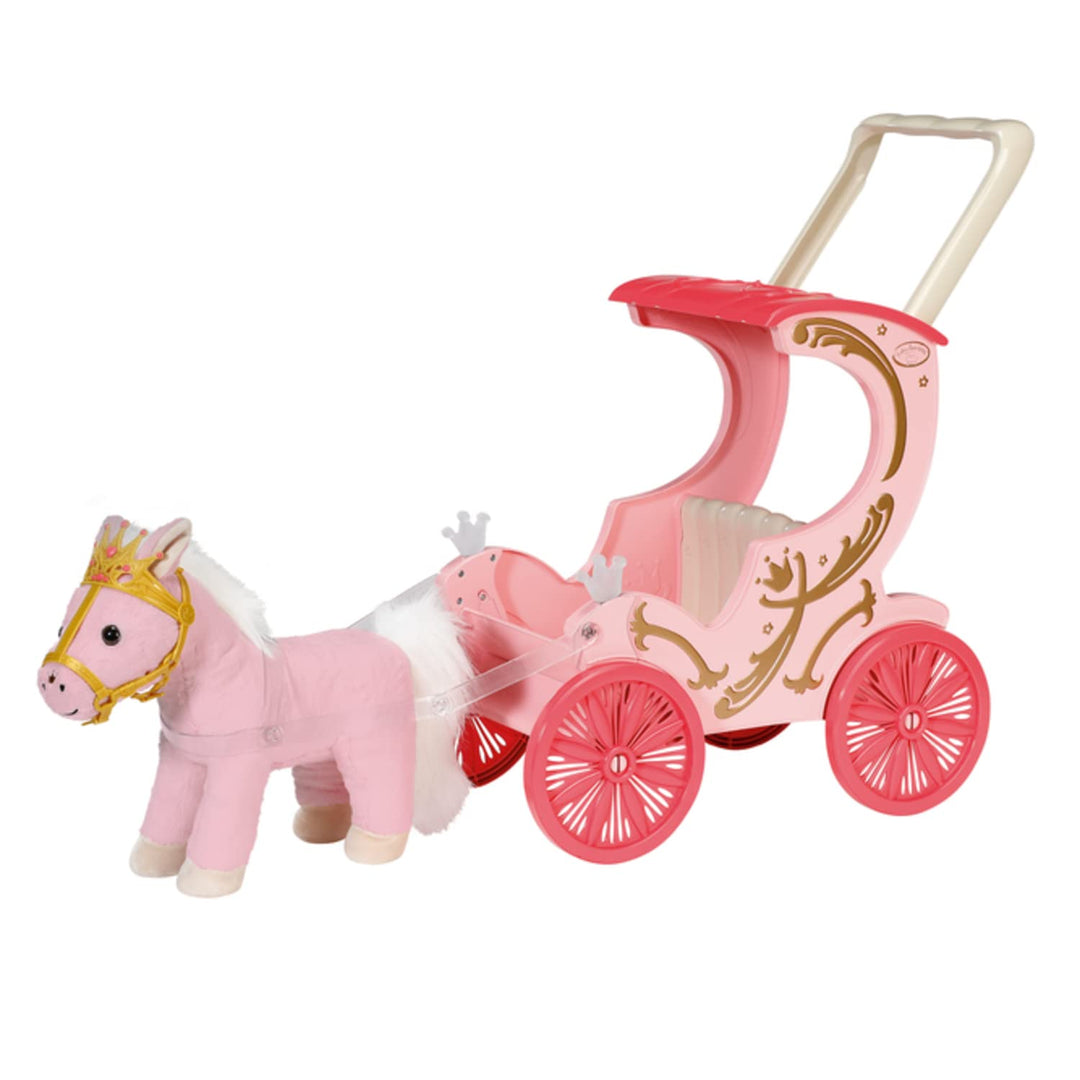 Zapf Creation 707210 Baby Annabell Little Sweet Kutsche &amp; Pony, 2in1 Puppenwagen und Kutsche mit Plü