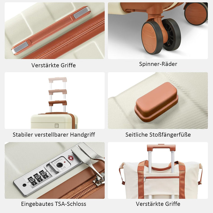 imiomo Kofferset 5tlg Hartschale mit 4 Rollen und TSA-Schloss Der Gepäcksets Enthält 1 Reisetasche u
