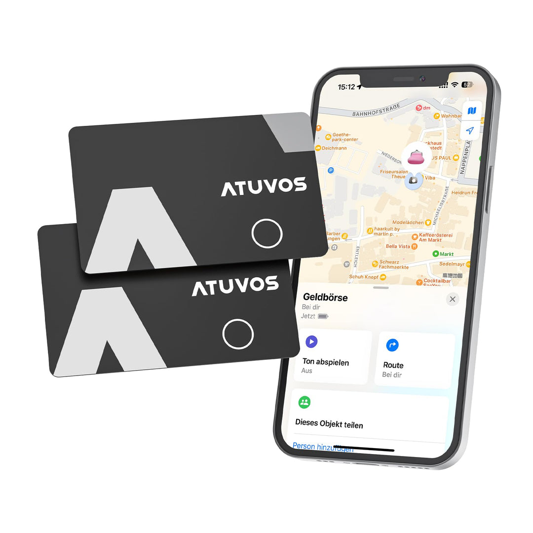 ATUVOS Wallet Tracker Karte Thin 1.6mm 2er Pack, Air Smart Tag Card Kompatibel mit Apple Wo ist? APP