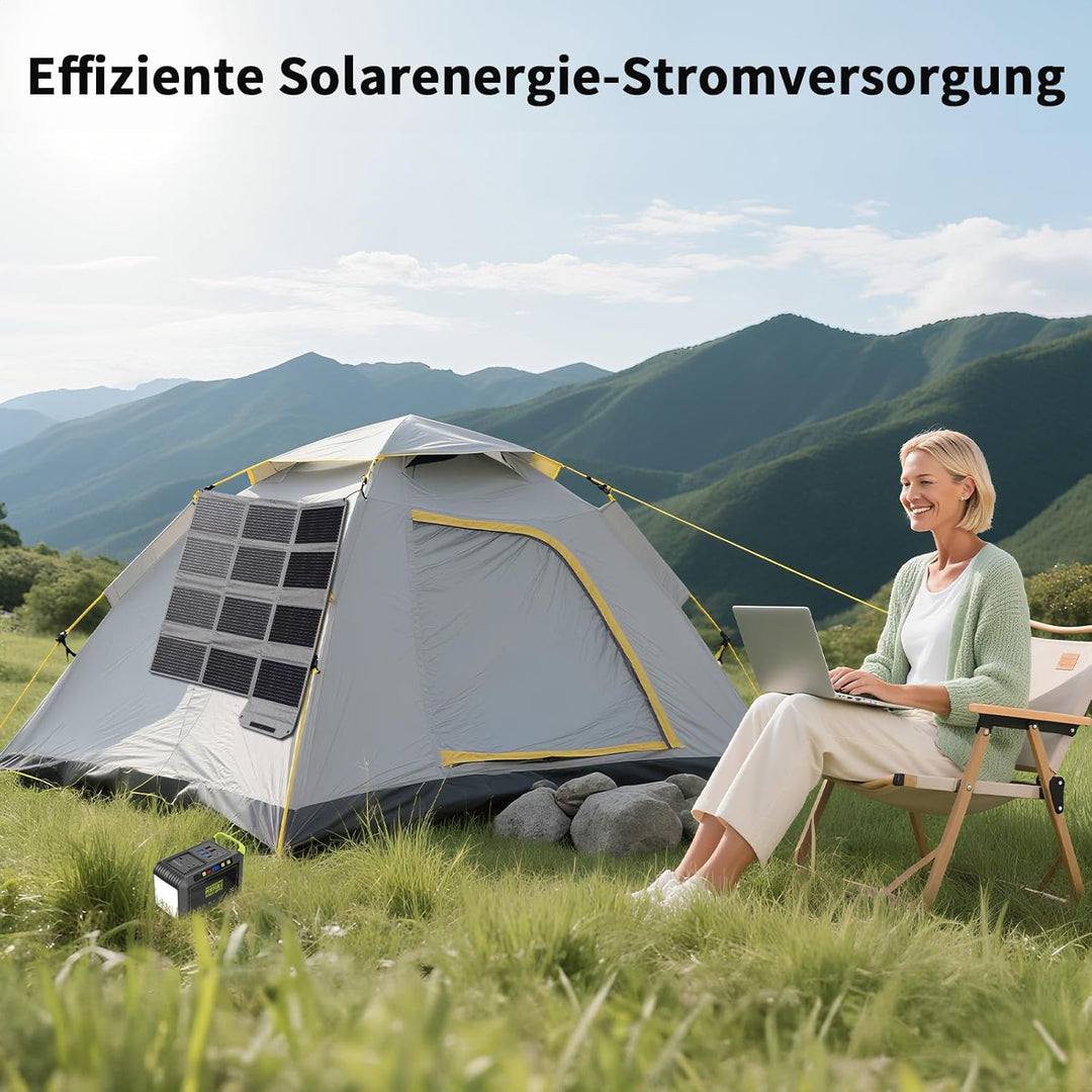 120W 19V Tragbares Solarpanel, Faltbares Solarladegerät mit 7-in-1-Solarstecker, IP65 Wasserdicht Ca