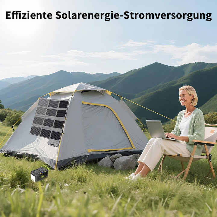 120W 19V Tragbares Solarpanel, Faltbares Solarladegerät mit 7-in-1-Solarstecker, IP65 Wasserdicht Ca