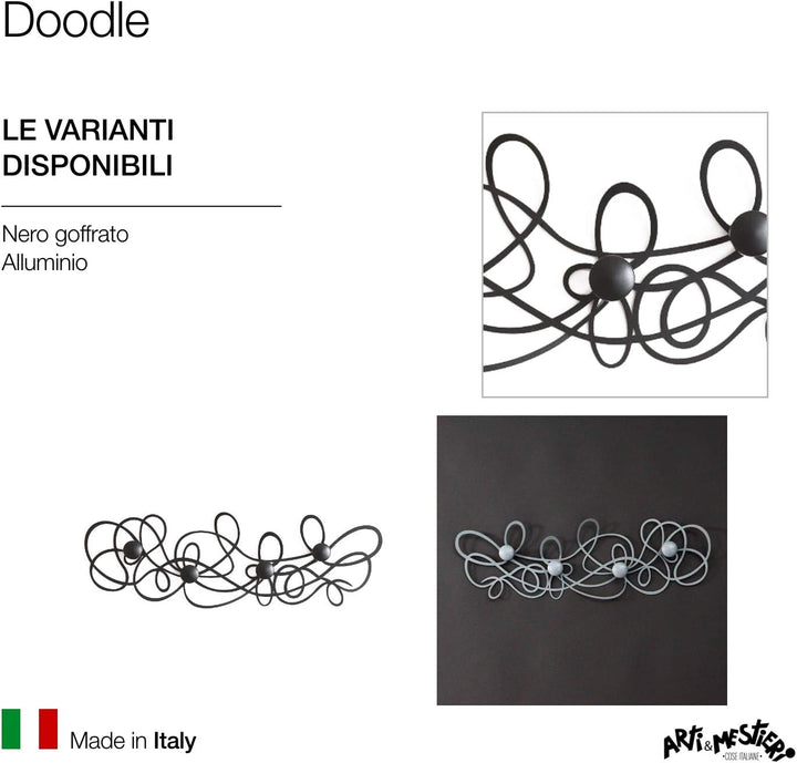 Arti e Mestieri Appendiabiti Da Parete Doodle Colore Nero