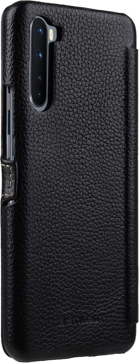 STILGUT Book Case entwickelt für OnePlus Nord Hülle aus Leder mit Clip-Verschluss, Lederhülle, Klapp