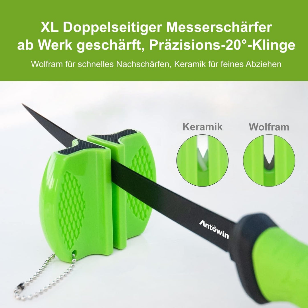 ANTOWIN 17,8 cm Fishing Edelstahl Filetiermesser Set mit Messer-Schärfer, Ergonomischer ABS Griff, B