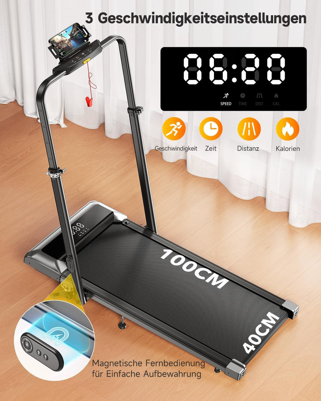 Laufband für Zuhause mit Neigung, 2 in 1 Walking Pad, 12km/h Klappbar Laufband mit Steigung, 2.5HP U