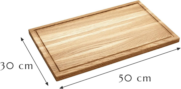 Holzschneidebrett rechteckig Eichenholz, Schneidebrett für die Küche, aus robuster Eiche, mit Saftri