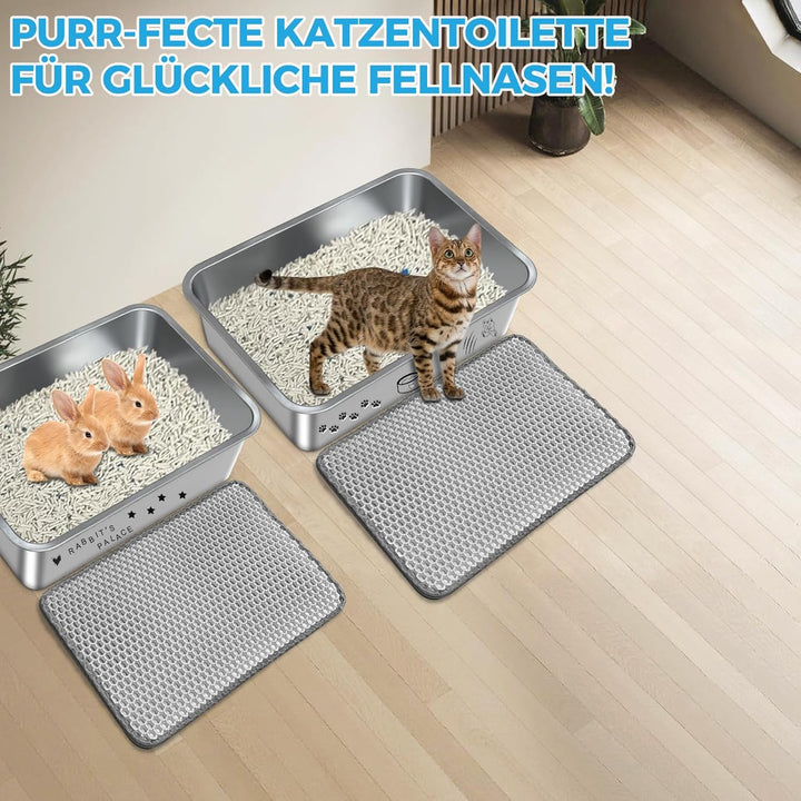 Lohofrnny Edelstahl Katzenklo, 50×35×15cm Grosse Katzentoilette aus Edelstahl, Katzenklo Geruchsfrei