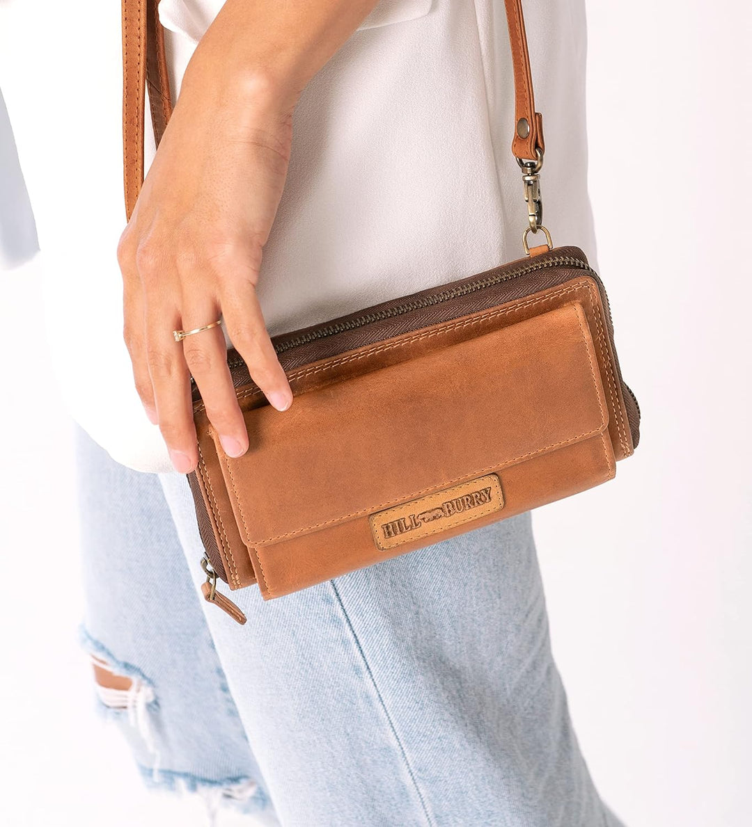 Hill Burry Leder Handy Portemonnaie Saira I Wallet | Umhängetasche | Handy-Geldbörse aus hochwertige