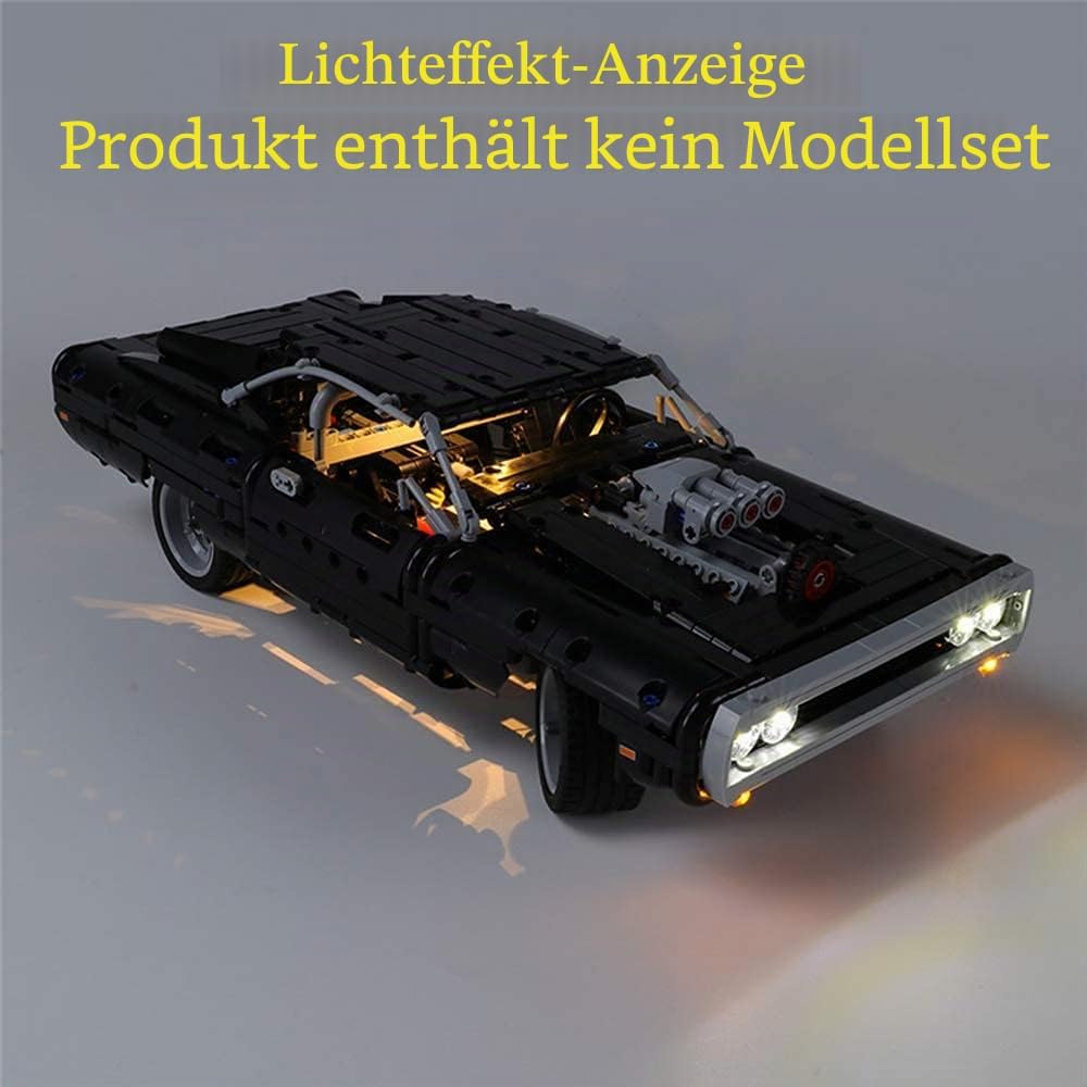 GEAMENT LED-Licht-Set für Dom's Dodge Ladegerät (Dom’s Dodge Charger) – Kompatibel mit Lego Technic