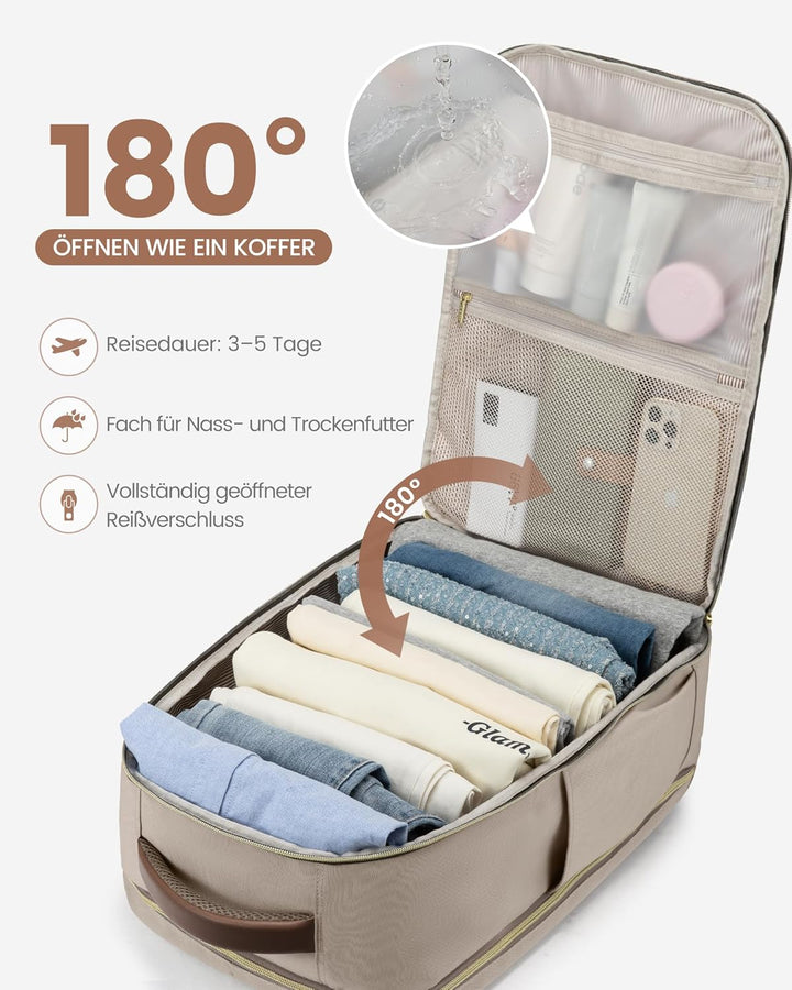 LOVEVOOK Rucksack Handgepäck Flugzeug, 40L Gross Reiserucksack Damen für 17 Zoll Laptop, Wasserdicht