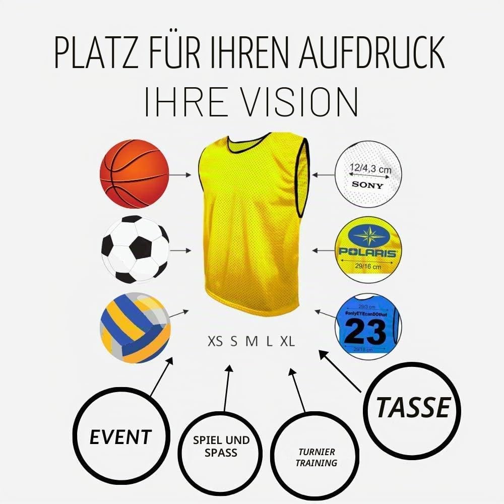 SPORTSBIBS Fussball Leibchen Set 10 Stück: 2 Farben - 5 von jeder Farbe, für Kinder und Erwachsene,