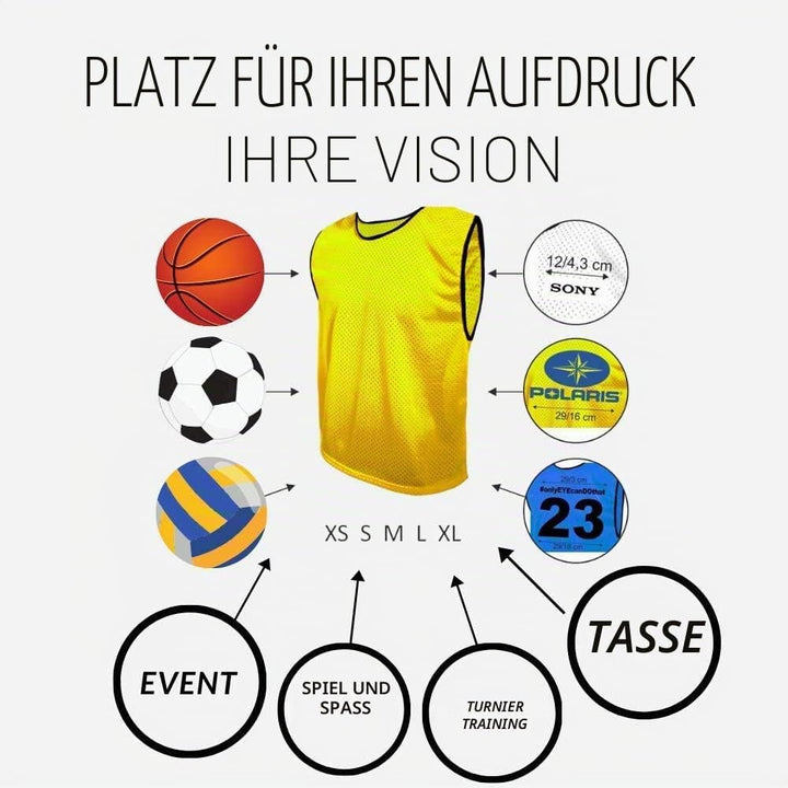 SPORTSBIBS Fussball Leibchen Set 10 Stück: 2 Farben - 5 von jeder Farbe, für Kinder und Erwachsene,