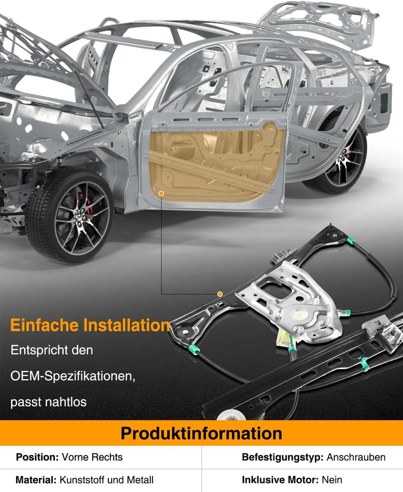 Frankberg 1x Fensterheber Ohne Motor Vorne Rechts Kompatibel mit C-Klasse W203 S203 180 200 220 230