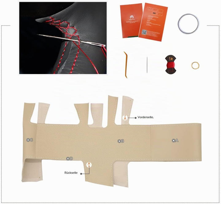 MEWANT Lenkradbezug für FIAT 500 / 500C Lenkradhülle aus Kunstleder Mikrofaser Leder per Hand Nähen
