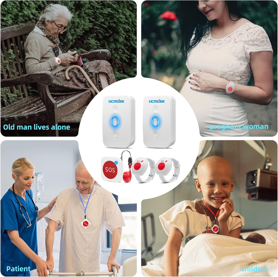 Hcmlek Notrufknopf für Senioren Notruf mit senioren notruf armband, Babyphone für Senioren für Hausn