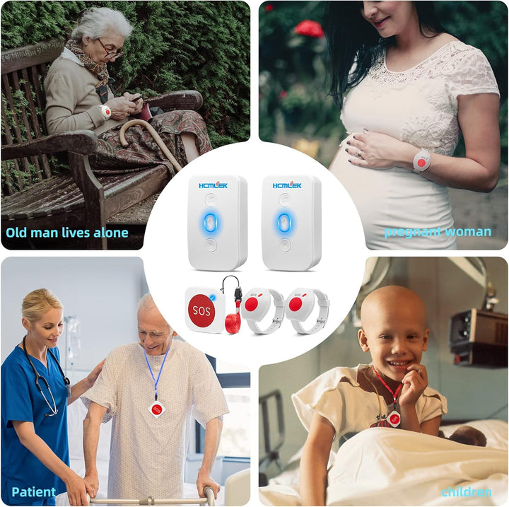 Hcmlek Notrufknopf für Senioren Notruf mit senioren notruf armband, Babyphone für Senioren für Hausn