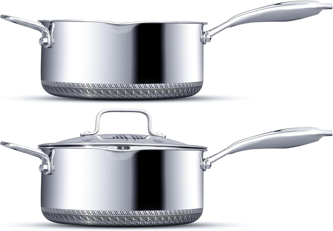 INTIGNIS 22 cm / 3.5 L Antihaft-Kochtopf mit Doppeltgriff und Deckel | Edelstahl | Für Induktion Gas