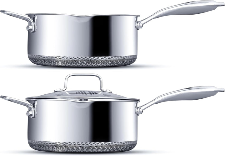 INTIGNIS 22 cm / 3.5 L Antihaft-Kochtopf mit Doppeltgriff und Deckel | Edelstahl | Für Induktion Gas